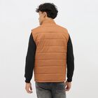 Men's Brown High Neck Sleeveless Puffer Jacket, Brown, small image number null