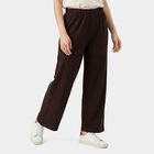 Ladies Brown Relaxed Fit Elastic Waist Harem Pants, Brown, small