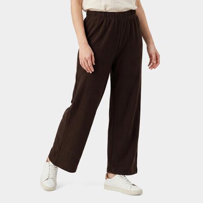 Ladies Brown Relaxed Fit Elastic Waist Harem Pants
