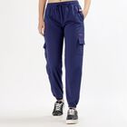 Women's Deep Navy Blue Relaxed Fit Cargo Track Pants, Navy Blue, small image number null