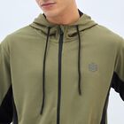 Men's Muted Olive Green Hooded Athleisure Jacket, Light Green, small image number null