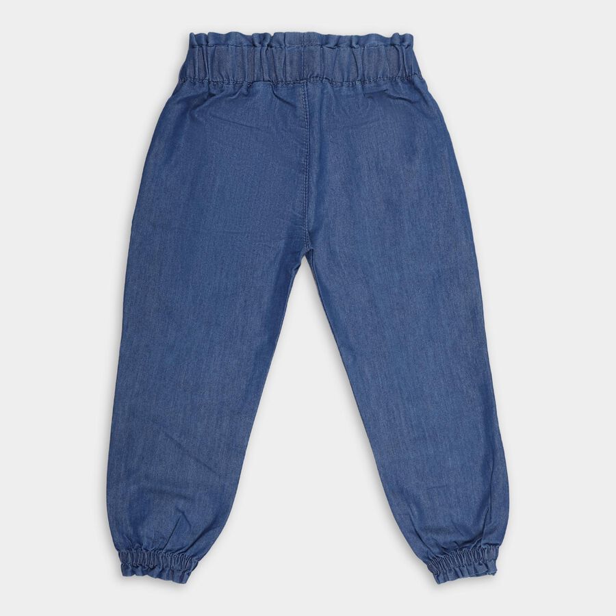 Girls' Stonewashed Blue Regular Fit Embroidered Jeans, Mid Blue, large image number null