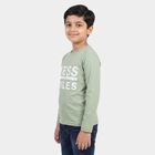 Boys' Sage Green Round Neck Regular Boys T-Shirt, Light Green, small