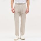 Men's Light Beige Slim Fit Elastic Waist Casual Trousers, Silver, small