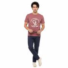 Men Pink Round Neck Regular T-Shirt, Pink, small