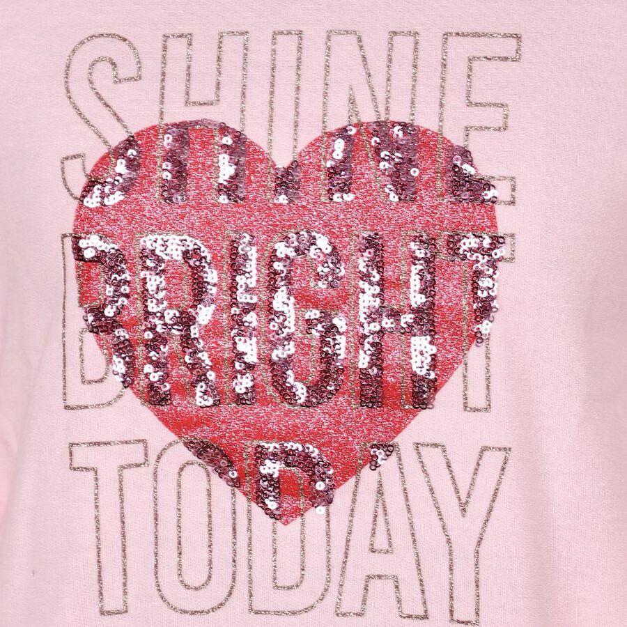 Girls Light Pink Hooded Neck Graphic Sweatshirt, Light Pink, large image number null