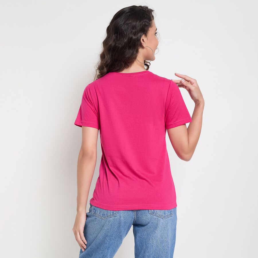 Ladies' Round Neck T-Shirt, रानी (फ्यूशिया), large image number null