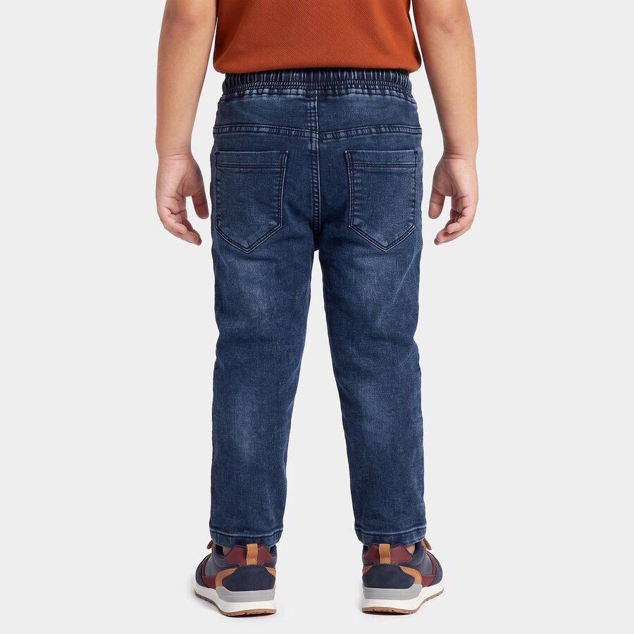 Boys Blue Straight Fit Washed Jeans, Mid Blue, large