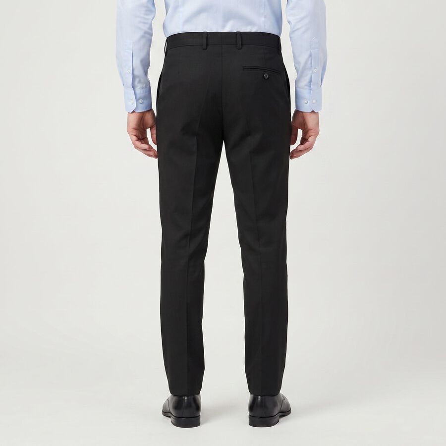 Men's Black Slim Fit Flat-Front Formal Trousers, Black, large