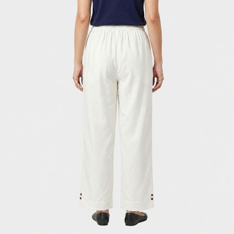 Women's White Regular Fit Solid Palazzos, White, large