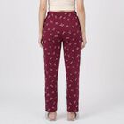 Women's Maroon Straight Fit Bow Printed Elastic Waist Pyjama, Wine, small