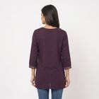 Women's Purple Round Neck Embroidered Kurti, Purple, small