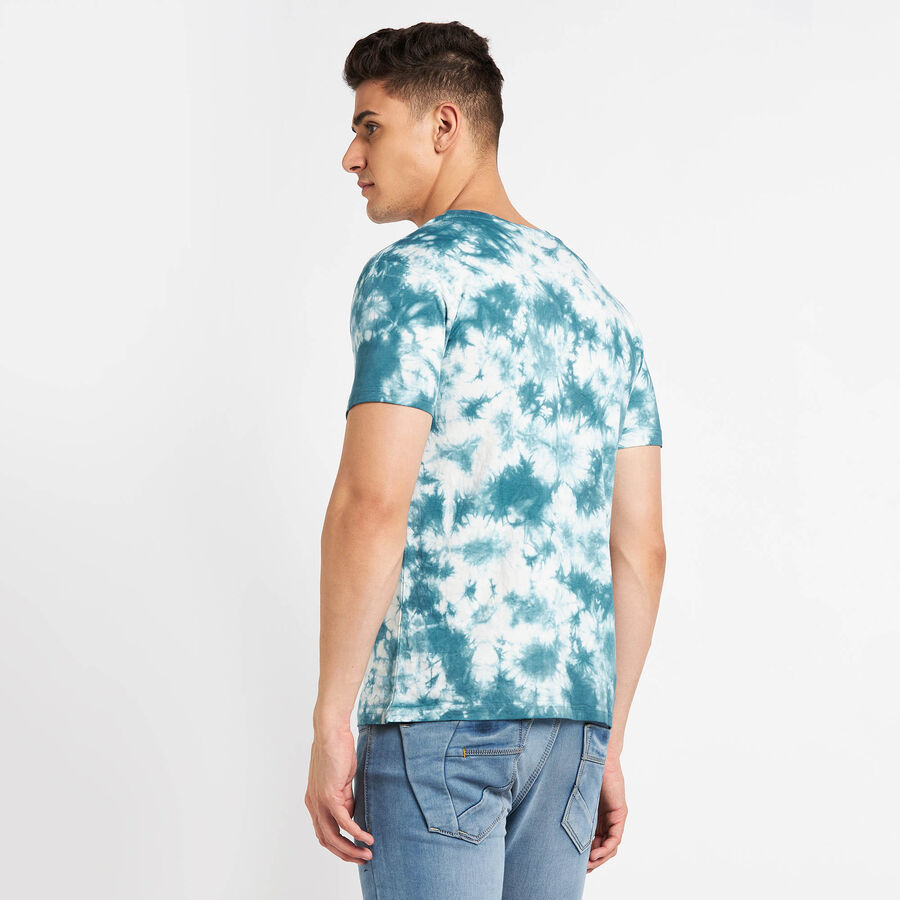 Cotton Round Neck T-Shirt, Teal Blue, large image number null
