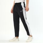 Men's Charcoal Black Tapered Fit Side-Panel Track Pants, Charcoal, small
