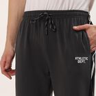 Men's Charcoal Grey Regular Fit Side-Striped Track Pants, Dark Grey, small