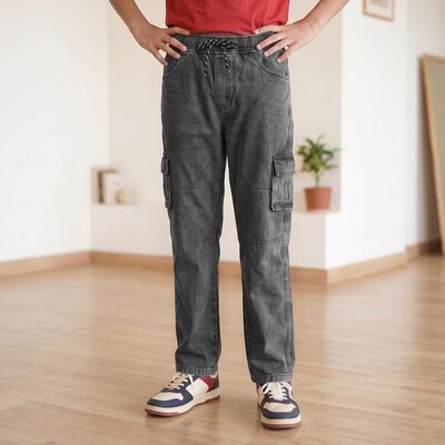 Boys' Dark Grey Regular Fit Cargo Jeans