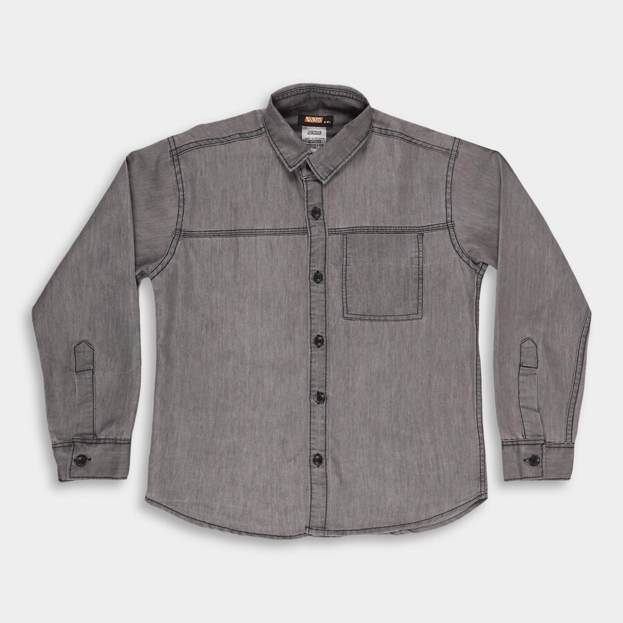 Boys Light Grey Classic Casual Shirt, हल्का ग्रे, large image number null