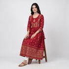 Women's Fuchsia Scoop Neck Embroidered Anarkali Kurta, Fuchsia, small