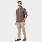 Men Brown Cotton Classic Collar Casual Shirt, Brown, small
