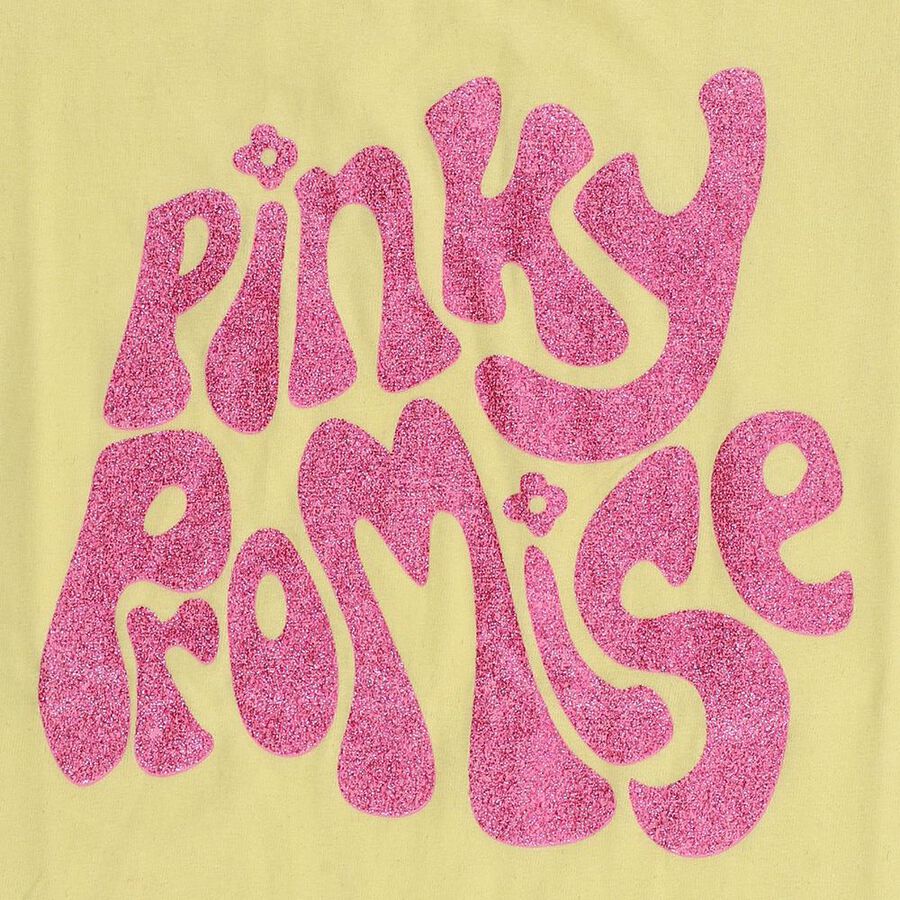 Girls Bright Yellow Cotton Round Neck Casual T-Shirt, पीला, large