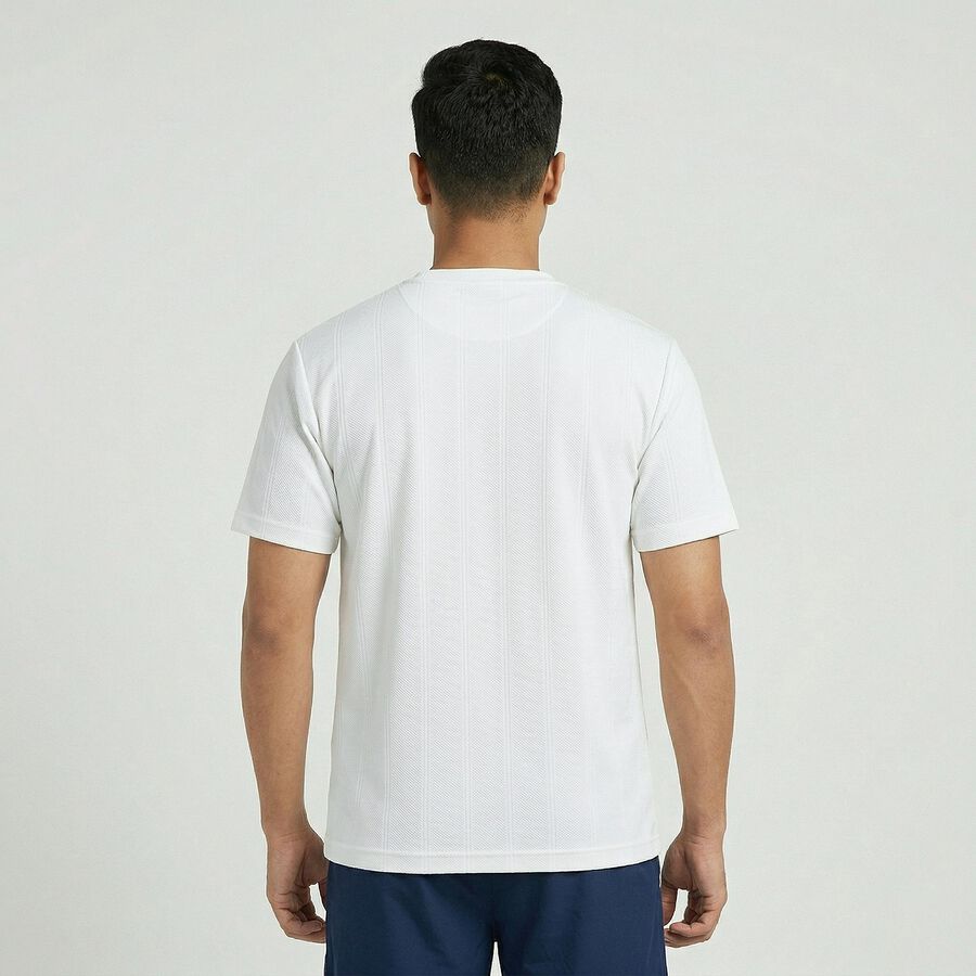 Men's White Crew Neck Athleisure Drifit T-Shirt, White, large