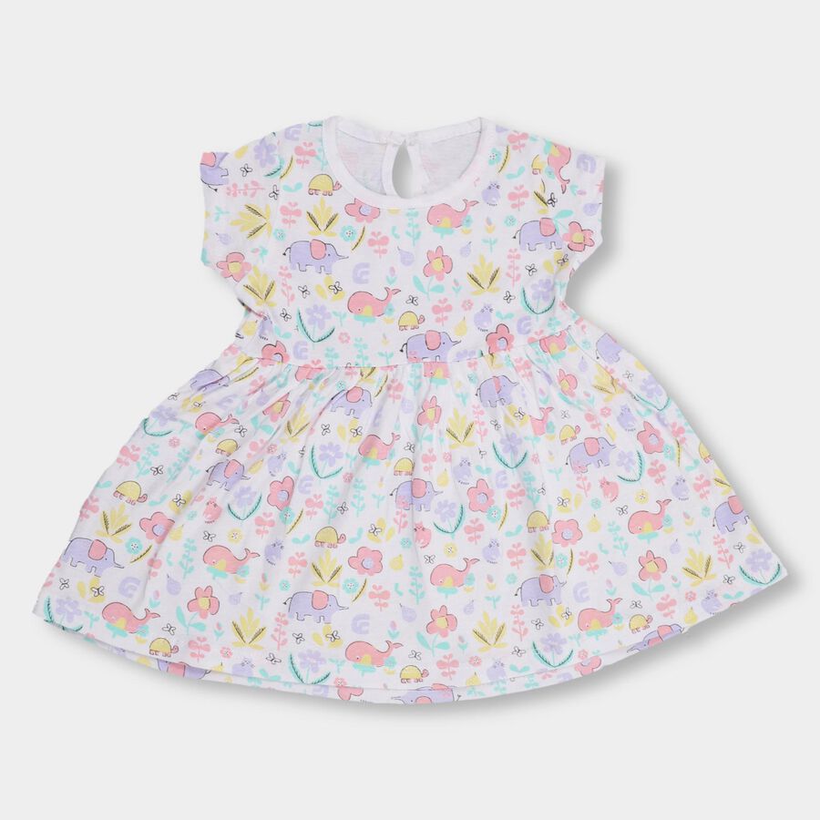 Infant Girls' 100% Cotton Frock , Off White, large image number null