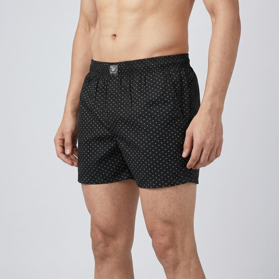 Men's Black Regular Fit Solid Boxers, काला, large