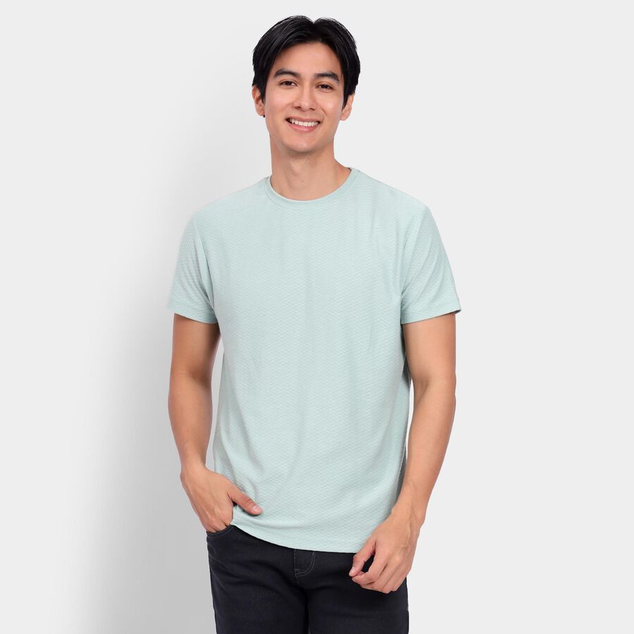 Men's Round Neck Half Sleeves T-Shirt, Aqua, large image number null