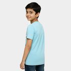 Boys Light Blue Round Neck Casual Graphic T-Shirt, Light Blue, small image number null