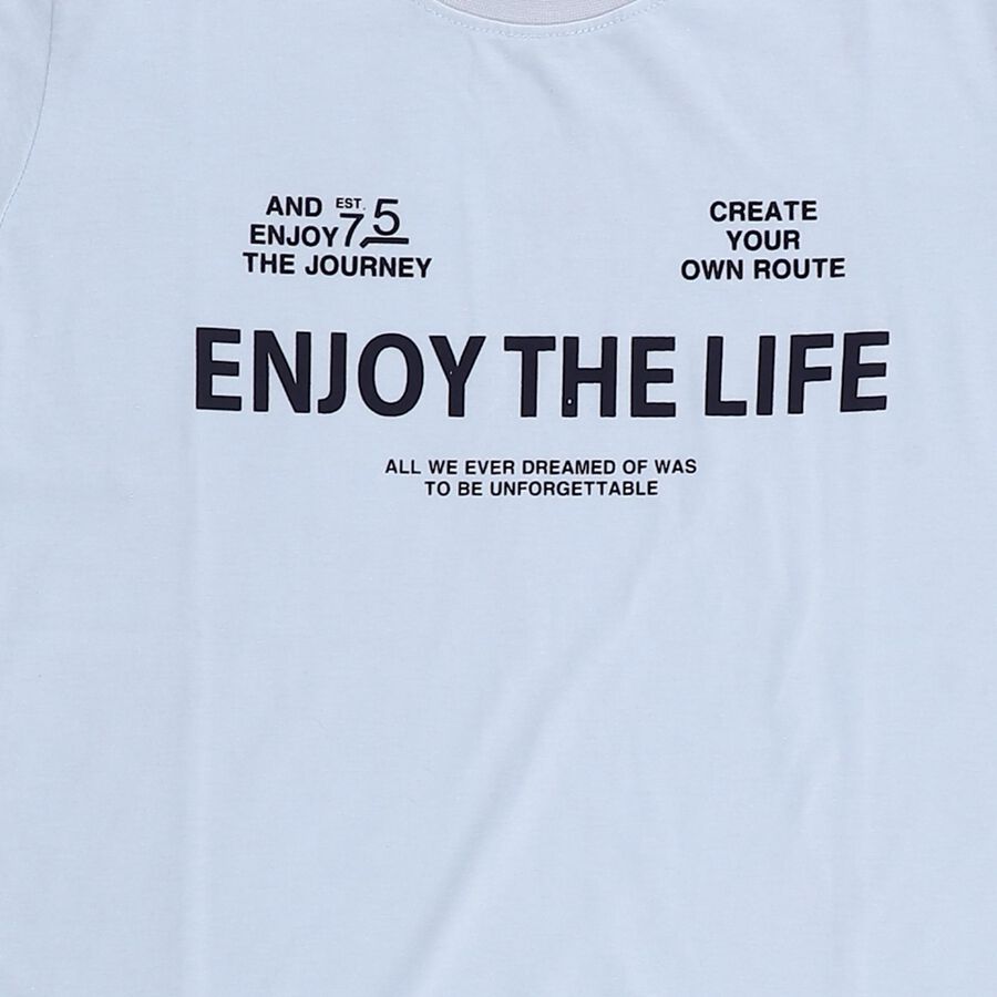 Boys Light Blue Round Neck Casual T-Shirt, Light Blue, large image number null