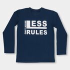 Boys' Navy Blue Round Neck Casual Full Sleeve T-Shirt, Teal Blue, small image number null