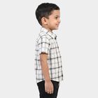 Boys White Cotton Short Sleeves Collared Regular Fit Shirt, White, small
