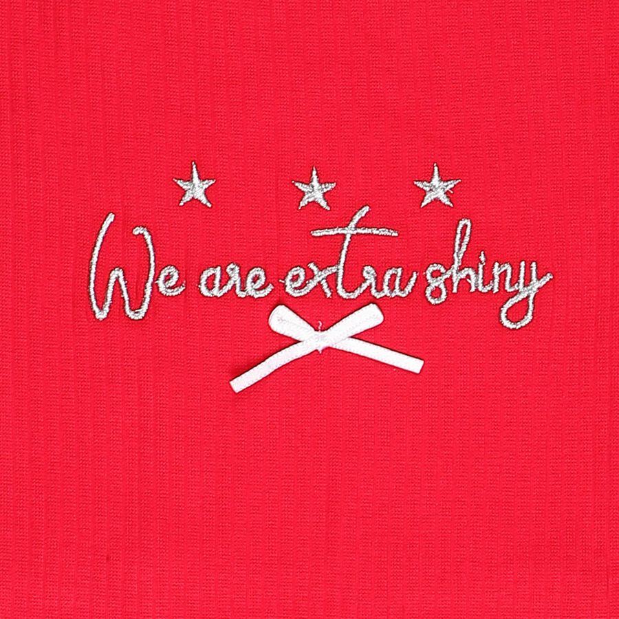 Girls' Fuchsia Cotton Blend Crew Neck Graphic T-Shirt, रानी (फ्यूशिया), large