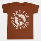 Boys' 100% Cotton Half Sleeves T-Shirt, भूरा, small image number null