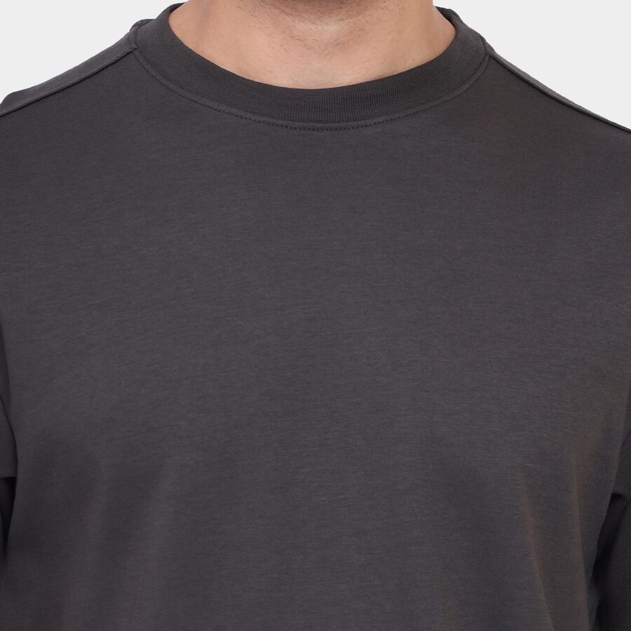 Men's Round Neck Half Sleeves T-Shirt , Dark Grey, large image number null