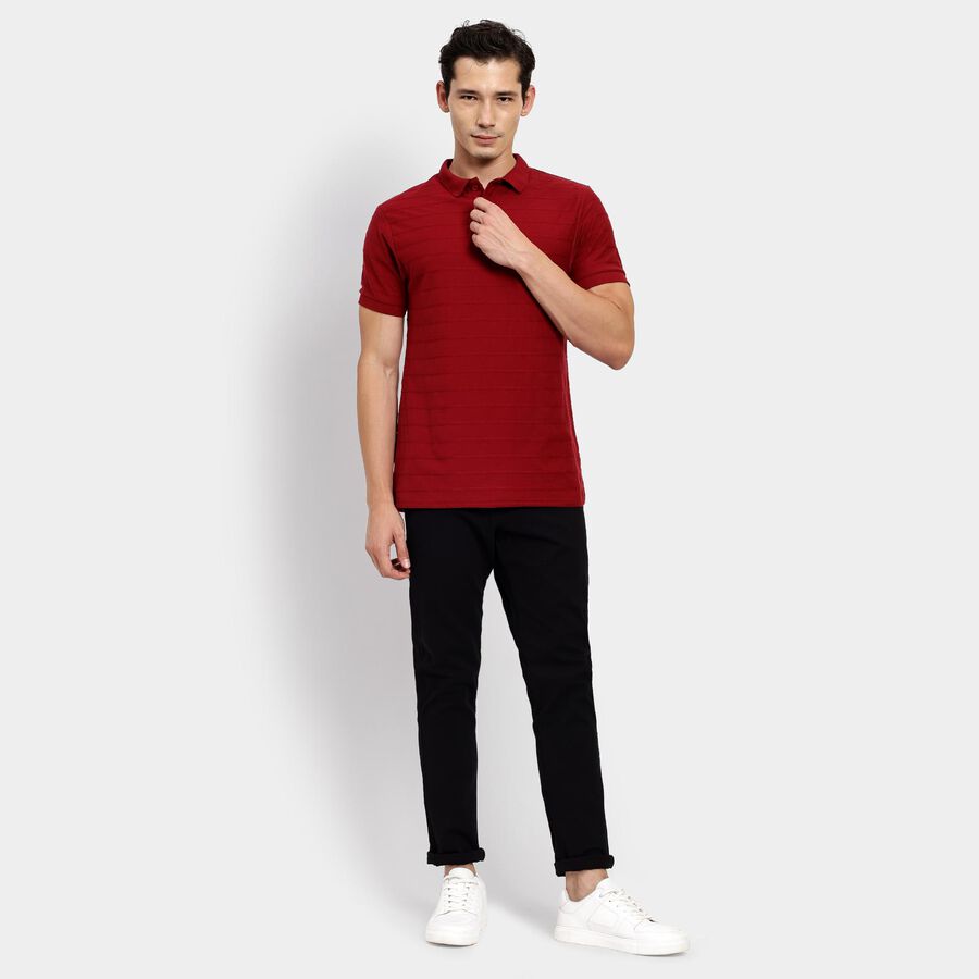 Men's Collared Half Sleeves T-Shirt, वाइन, large image number null