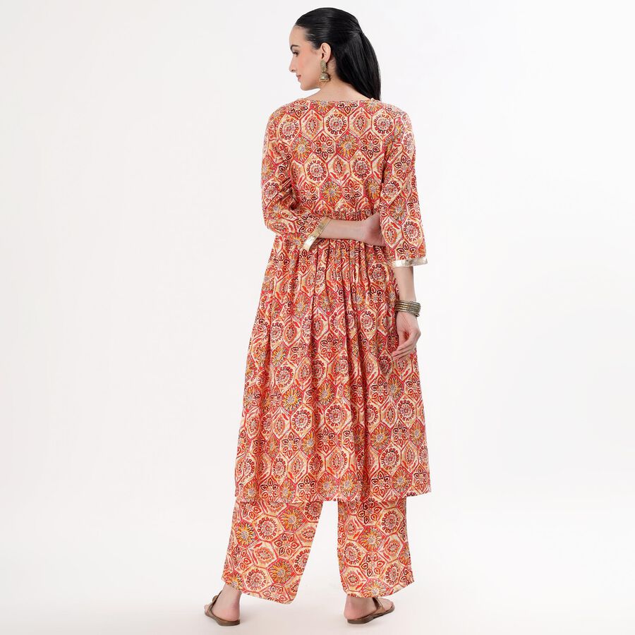 Women's Yellow Printed Ethnic Set, Yellow, large