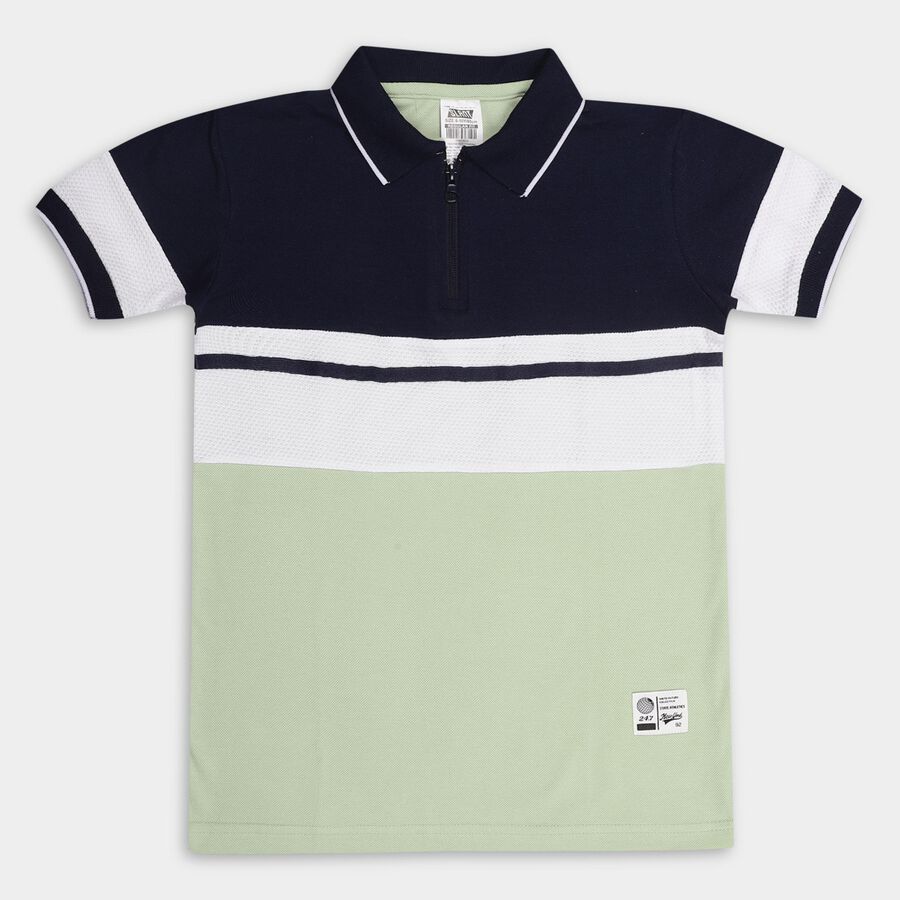Boys' Half Sleeves T-Shirt, Light Green, large image number null