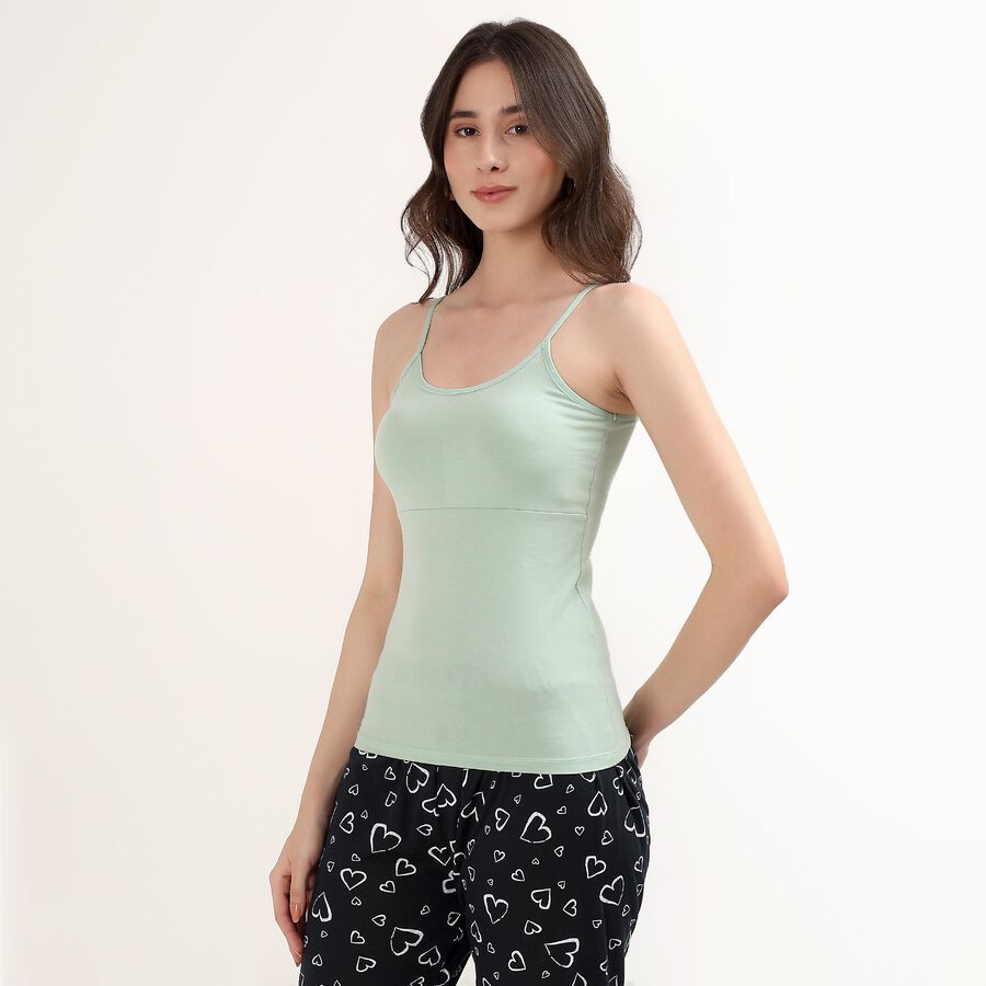 Women's Black Cotton Scoop Neck Minimalist Slip, Light Green, large