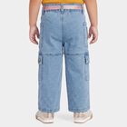 Girls' Light Blue Cargo Fit Patch Detail Jeans, हल्का नीला, small
