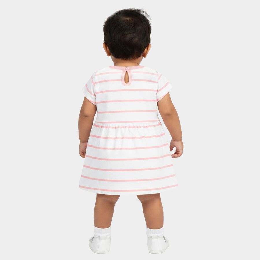 Infants' Pink Striped Fit and Flare Frock, गुलाबी, large