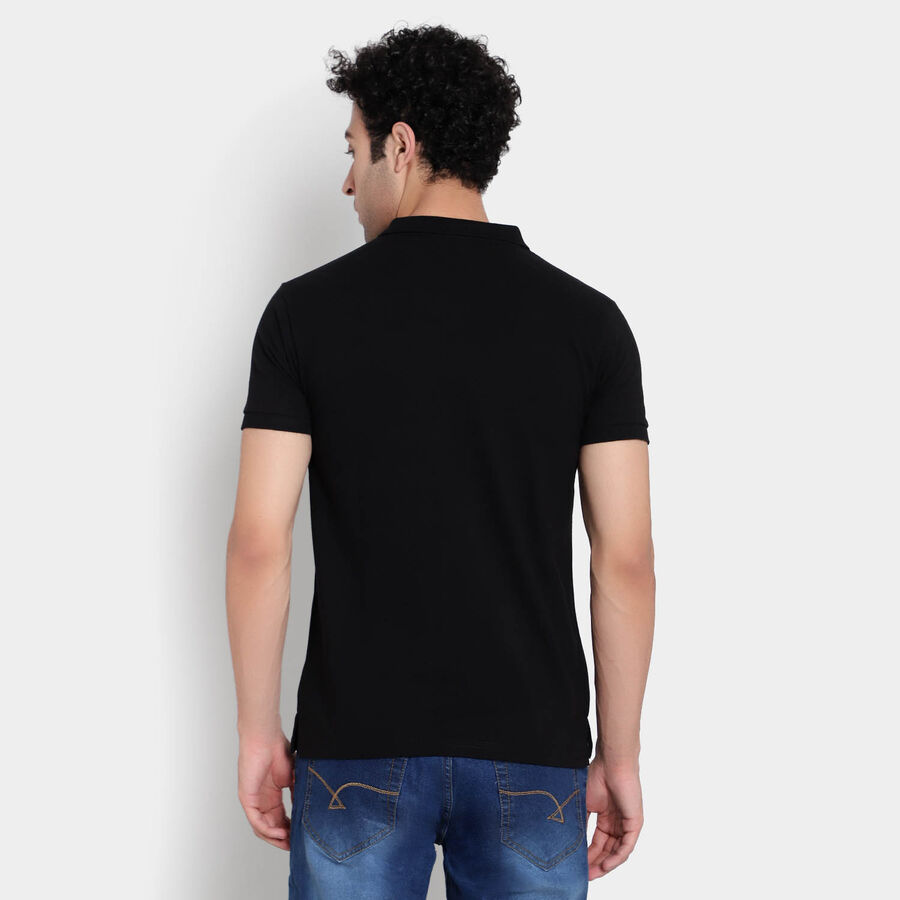 कट एंड स्यु पोलो शर्ट, काला, large image number null