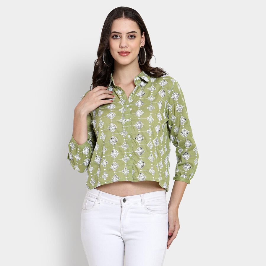 Ladies' 100% Cotton Shirt , Dark Green, large image number null