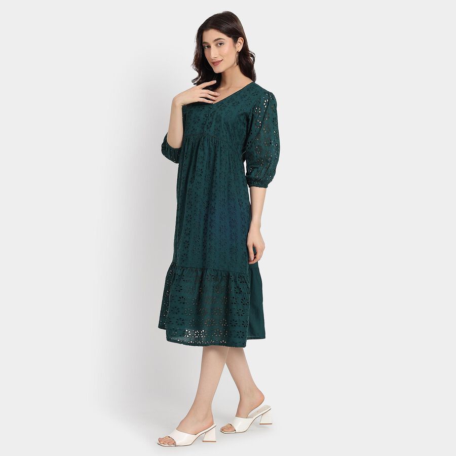 Ladies' 100% Cotton Dress, टील ब्लू, large image number null