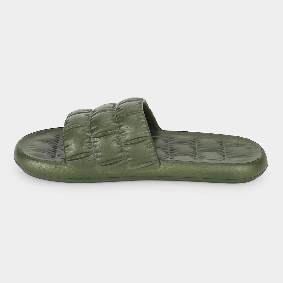 Men Olive Green Slip-On Sliders, ओलिव, large