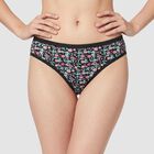 Women's Black Regular Fit Floral Printed Panty, Black, small