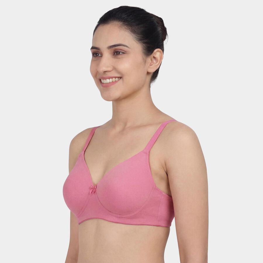 Women's Pink Padded Wireless Seamless T-Shirt Bra, Pink, large