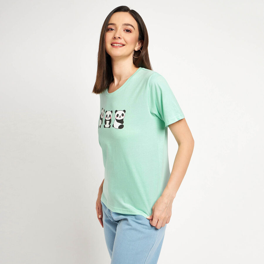 Cotton Round Neck T-Shirt, Light Green, large image number null