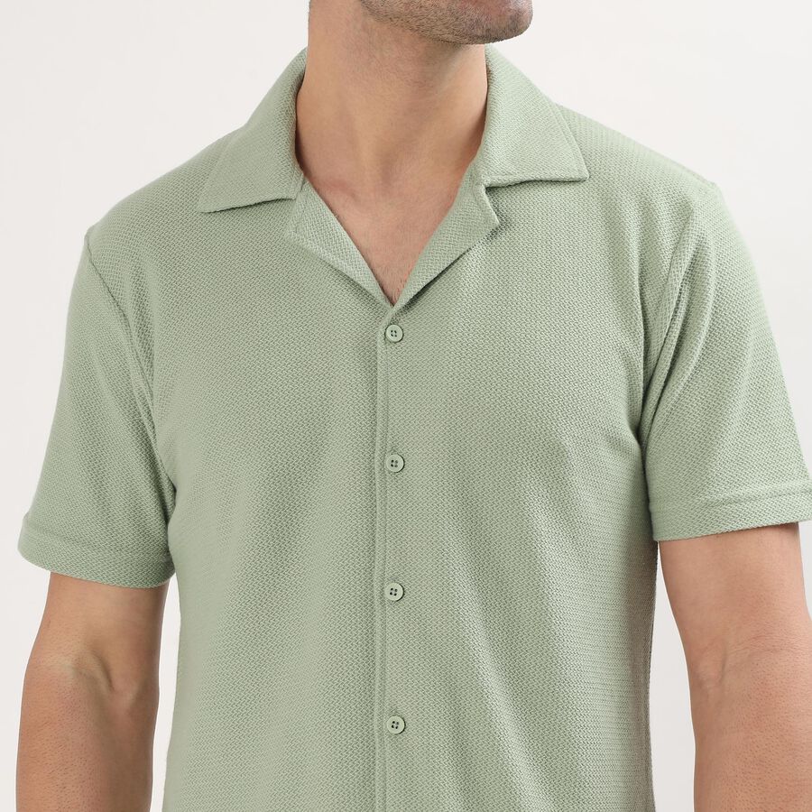 Men's Light Sage Green Cuban Casual Shirt, Light Green, large