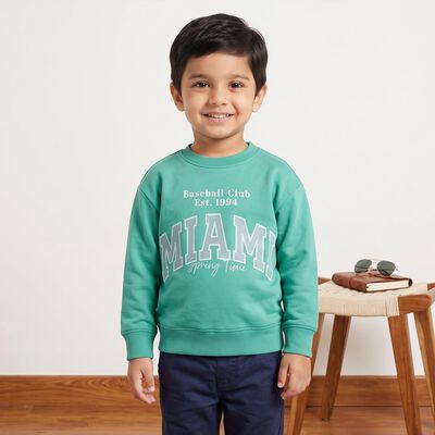 Boys' Light Green Crew Neck Pullover Sweatshirt